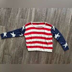 JULY 4th The Classic USA 🇺🇸 Red‎ White Blue Stars & Stripes Sweater Small